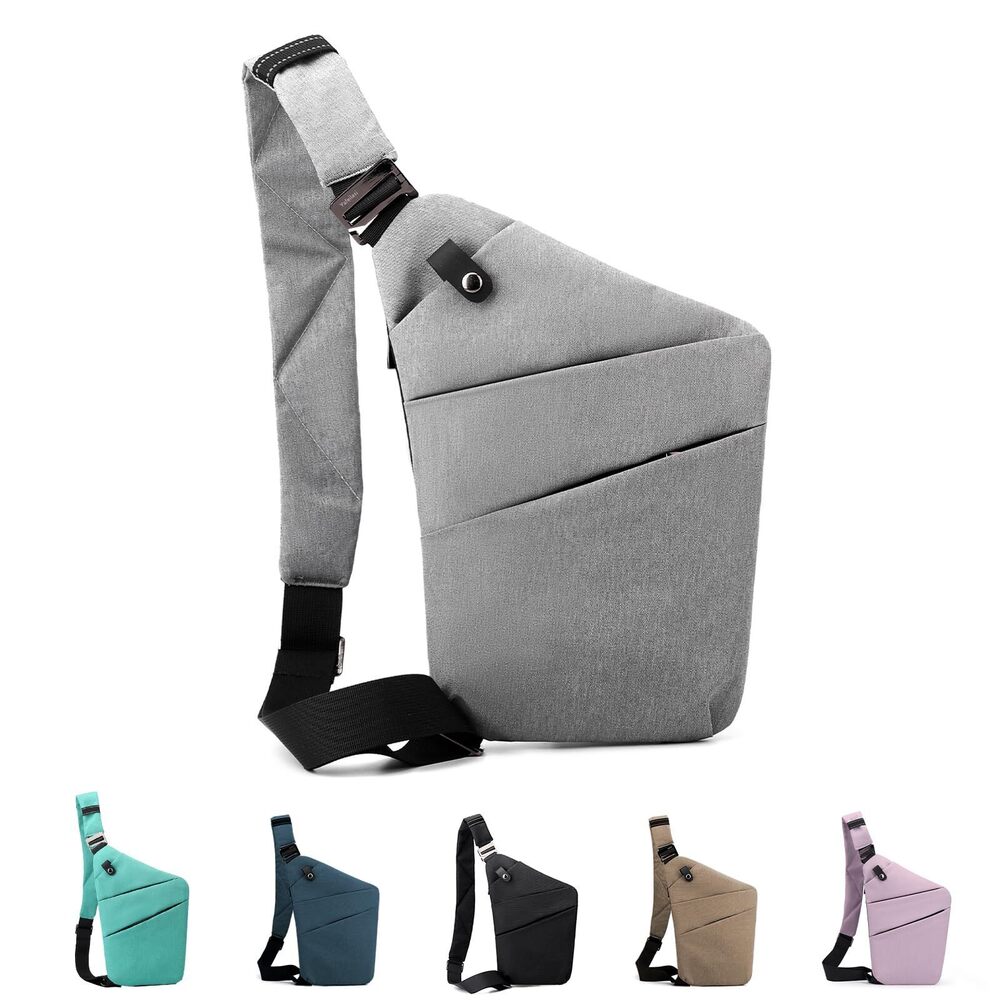 6289 Anti Theft Crossbody Bag, One Shoulder Chest Sling Bag Multi Pockets